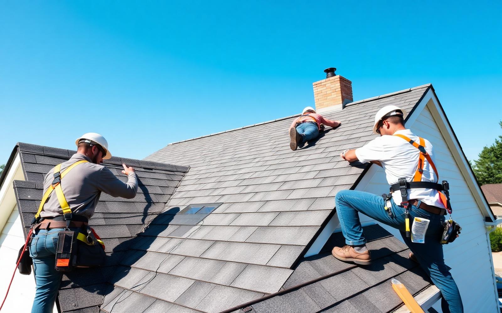 Roofing contractor at work